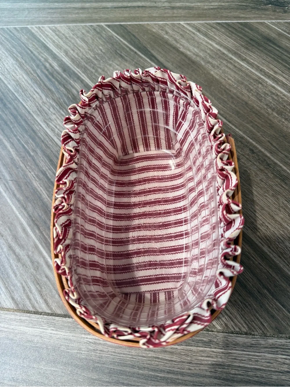 Longaberger Sweetheart Handwoven Basket Set with Striped Liners & Protectors